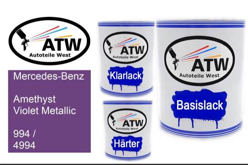Mercedes-Benz, Amethyst Violet Metallic, 994 / 4994: 1L Lackdose + 1L Klarlack + 500ml Härter - Set, von ATW Autoteile West.